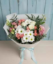 Букет цветов из:  Розы, Лизиантусы и Хризантемы в Матвеевом Кургане