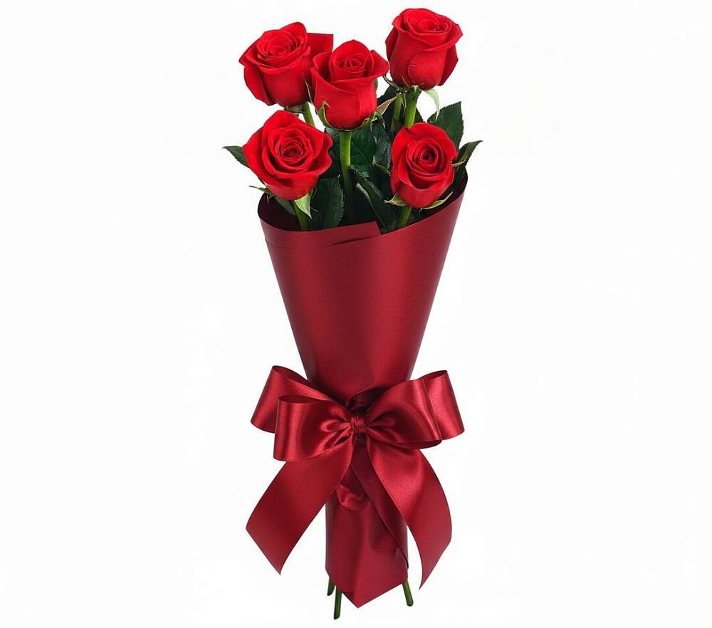 Букет 5 Красных роз Эдлесс Лав в Матвеевом Кургане