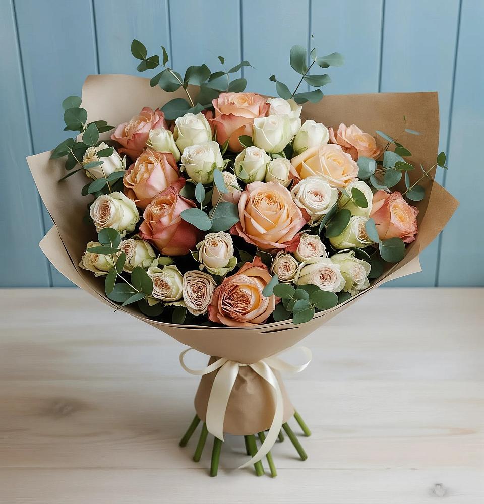 Букет цветов из: Альстромерии и Розы в Матвеевом Кургане