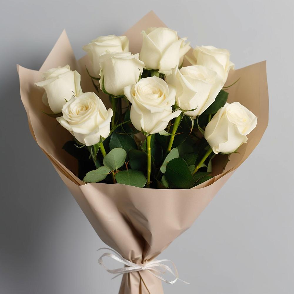 Букет 9 Белых роз Эдлесс Лав в Матвеевом Кургане