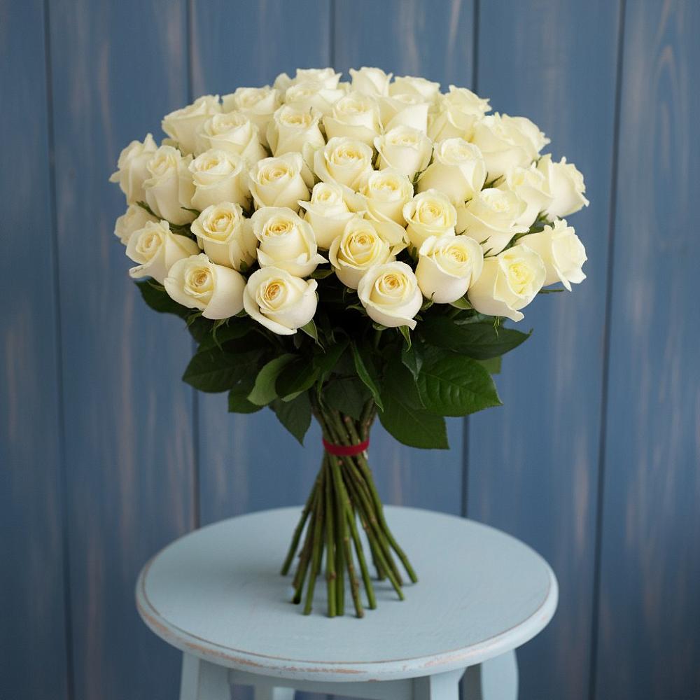 Букет 51 Белая роза Эдлесс Лав в Матвеевом Кургане