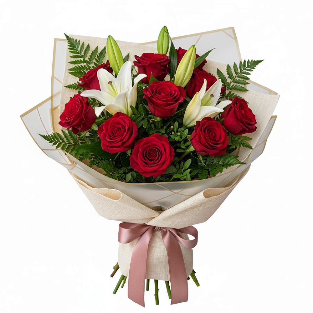 Букет цветов из: Лилии и Розы в Матвеевом Кургане