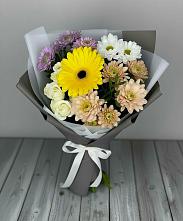 Букет цветов из:  Розы, Герберы и Хризантемы в Матвеевом Кургане