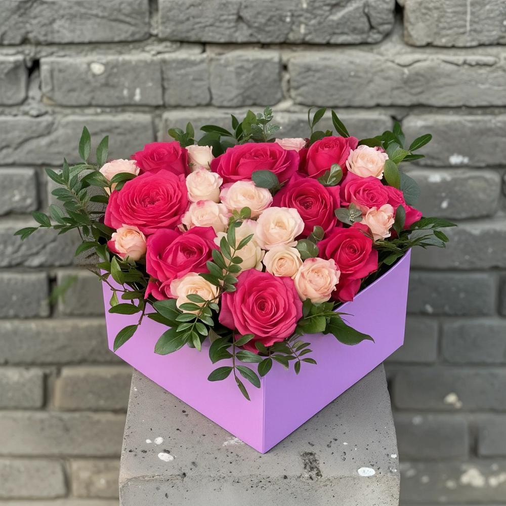 Цветочная композиция из Розы в коробке в Матвеевом Кургане