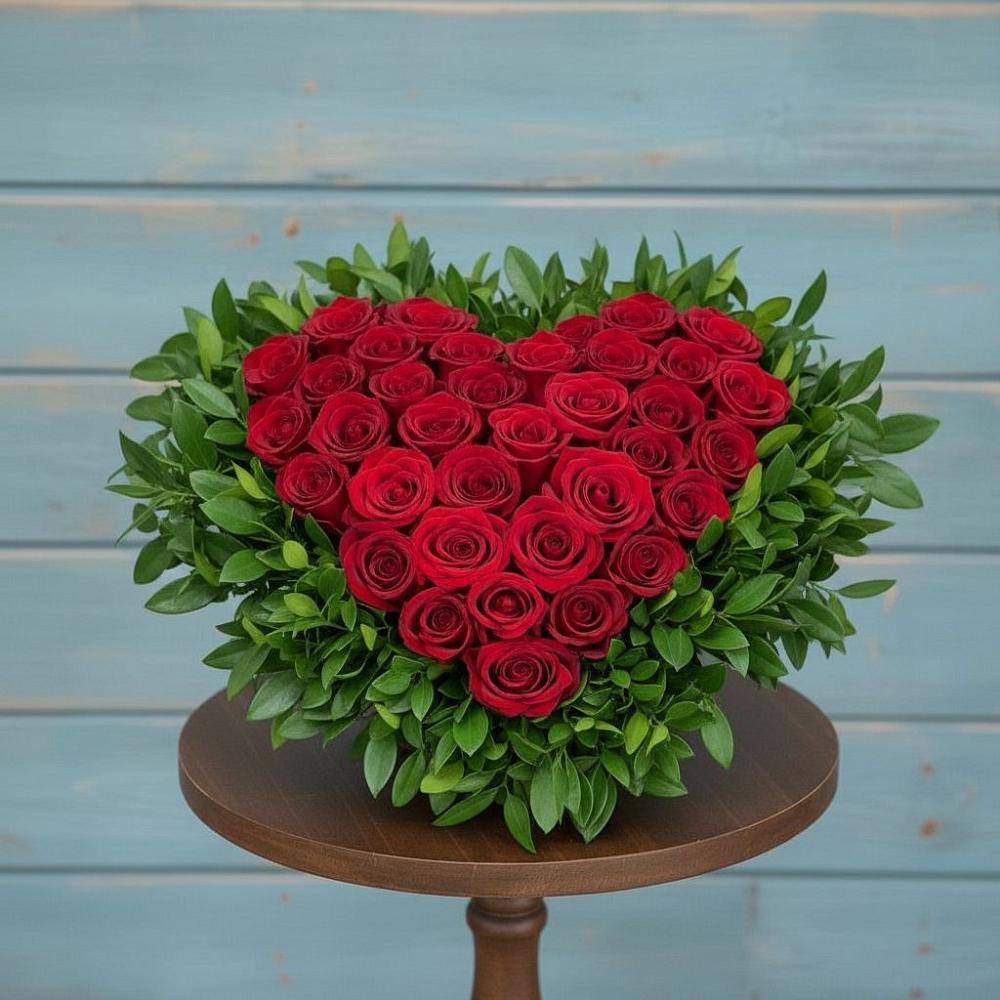 Цветочная композиция из Розы в виде сердца в Матвеевом Кургане