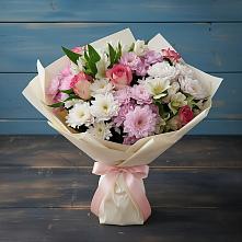 Букет цветов из:  Хризантемы, Альстромерии и Розы в Матвеевом Кургане