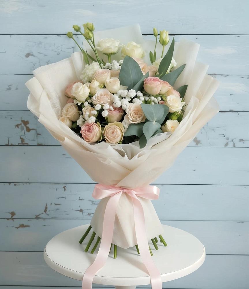 Букет цветов из: Розы и Лизиантусы в Матвеевом Кургане