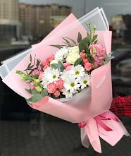 Букет цветов из:  Розы, Лизиантусы и Хризантемы в Матвеевом Кургане