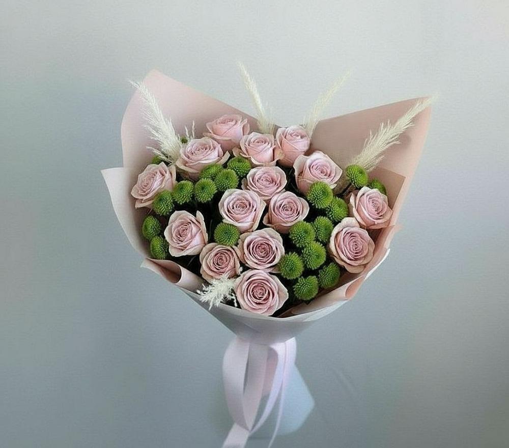 Букет цветов из: Розы и Хризантемы в Матвеевом Кургане