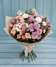 Букет цветов из:  Хризантемы, Розы и Альстромерии в Матвеевом Кургане