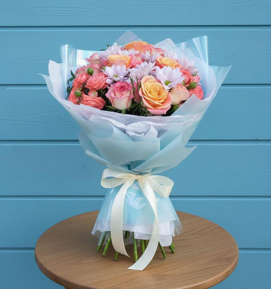 Букет цветов из: Хризантемы и Розы в Матвеевом Кургане