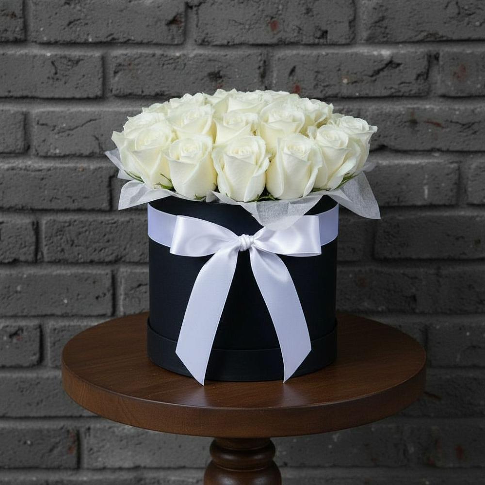 Цветочная композиция из Розы в шляпной коробке в Матвеевом Кургане