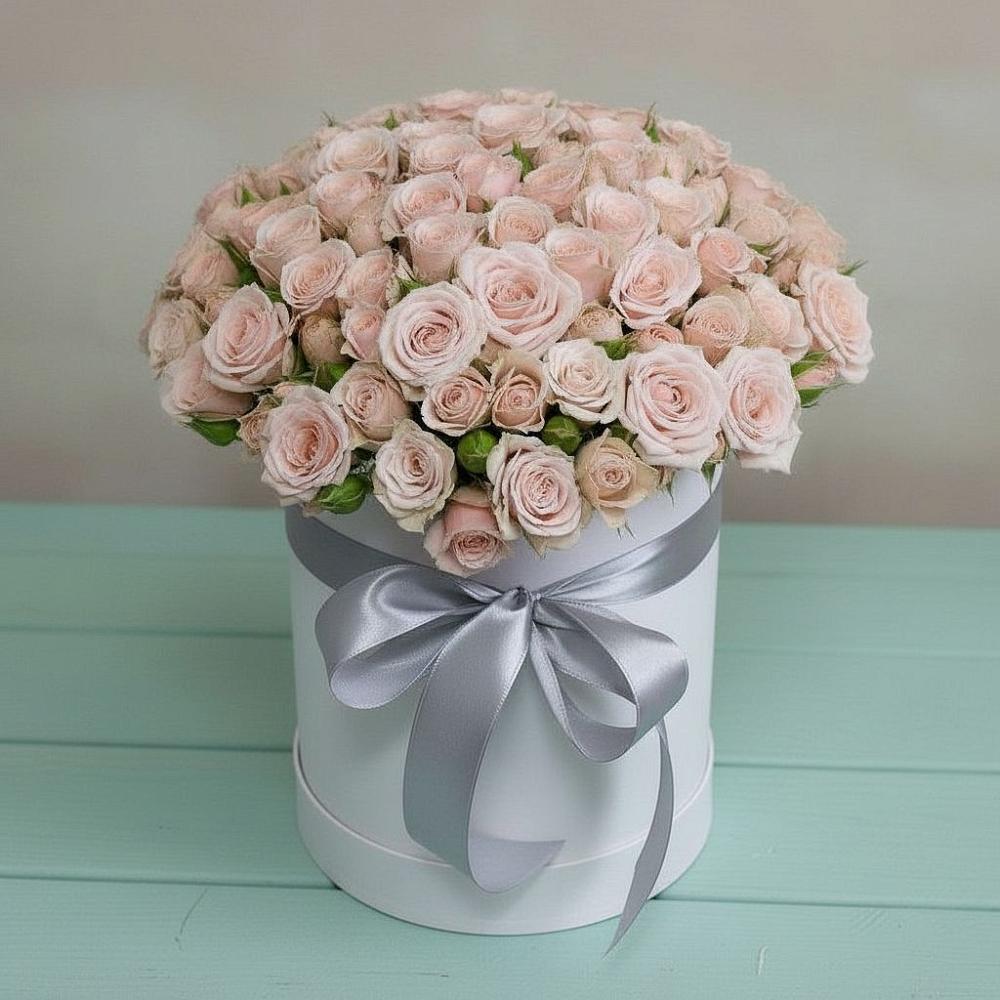 Цветочная композиция из Розы в шляпной коробке в Матвеевом Кургане